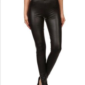 IMAGE NATION Matte Black Faux Leather Leggings Plus Size 1X